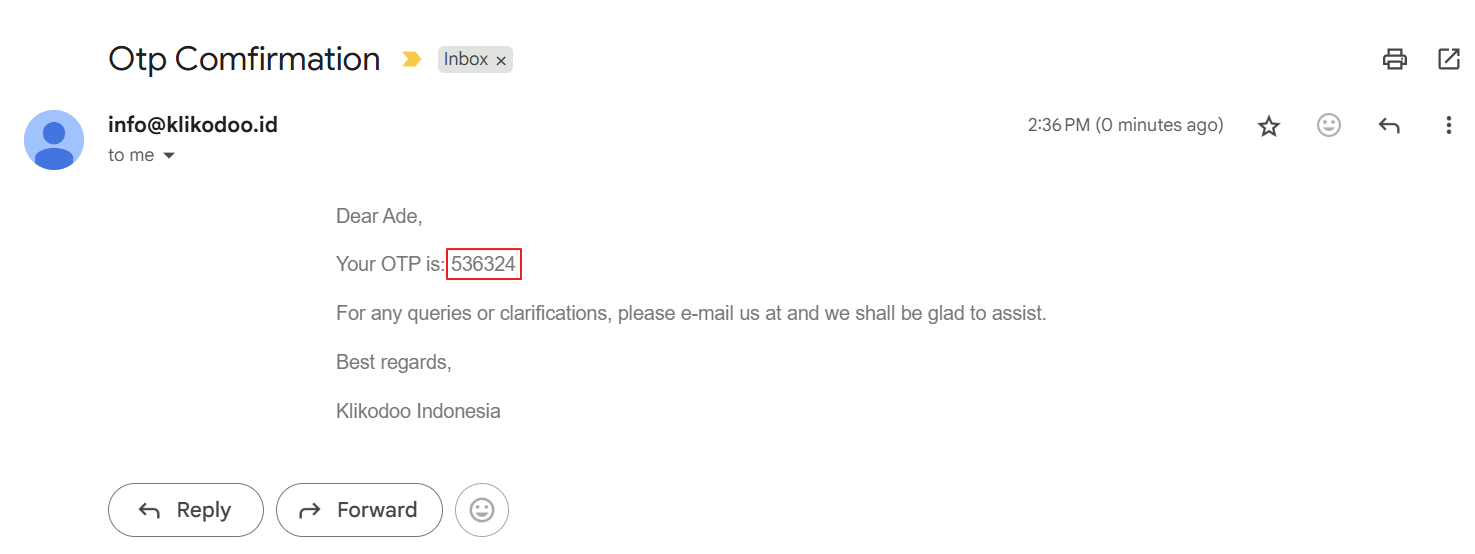 Email OTP confirmation