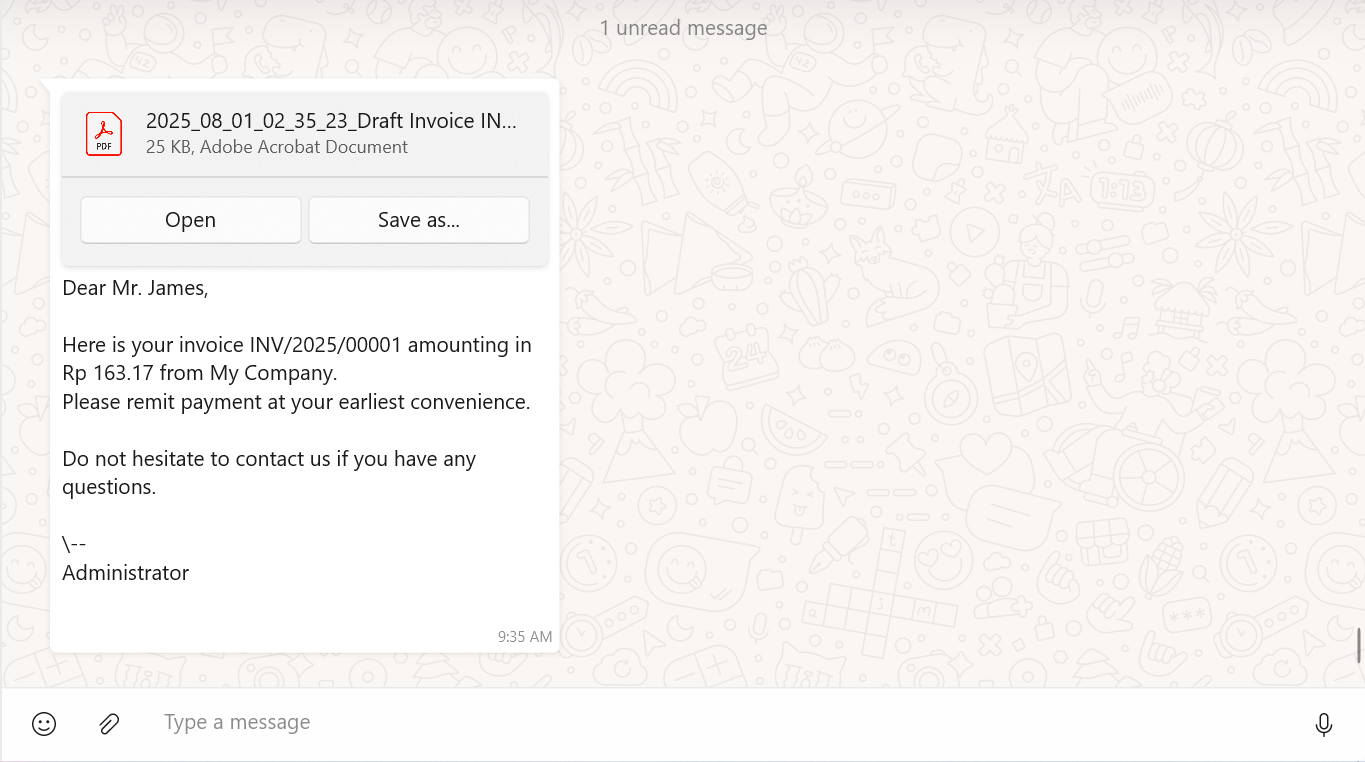 Received WhatsApp Message
