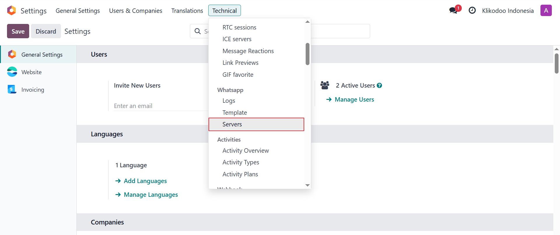 WhatsApp Server Menu