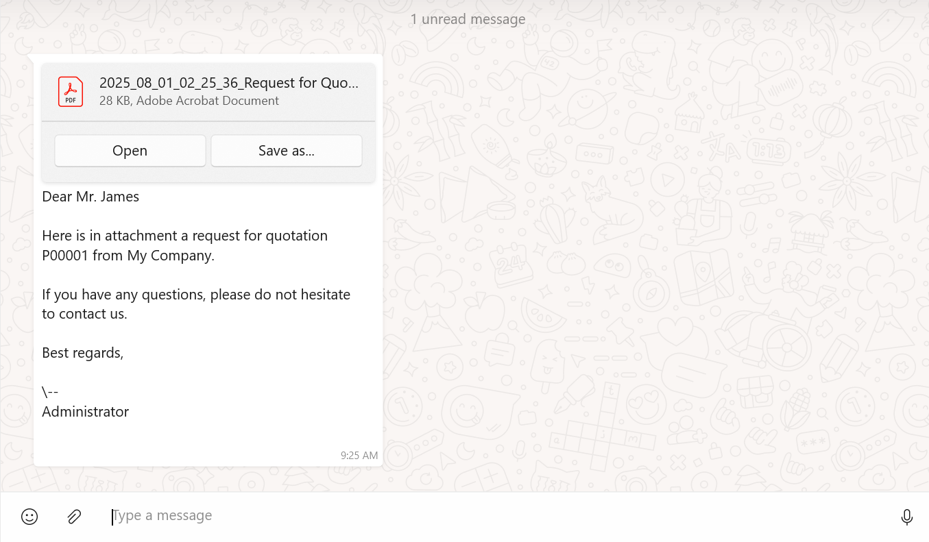 Received WhatsApp Message