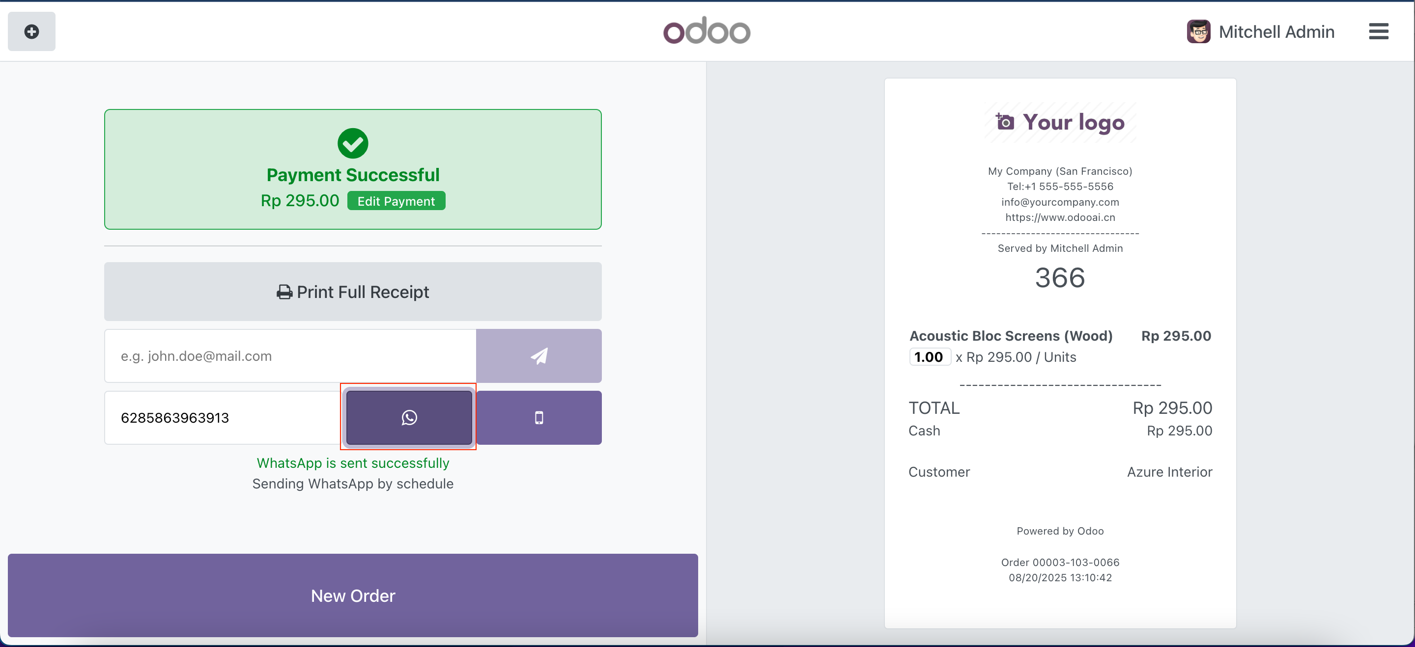 Point of Sale screen Payment