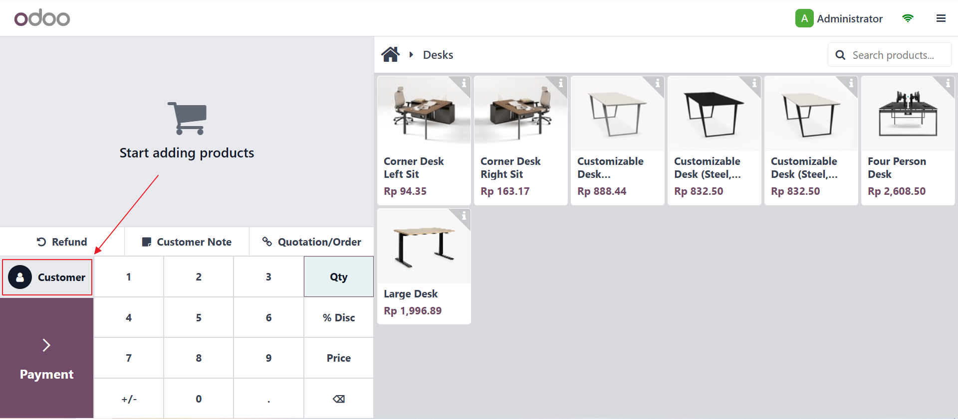Point of Sale screen see customer